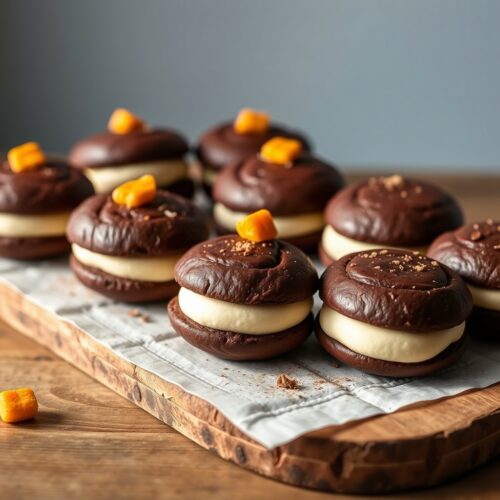 Chocolate Whoopie Pies with Sea Buckthorn Souffle