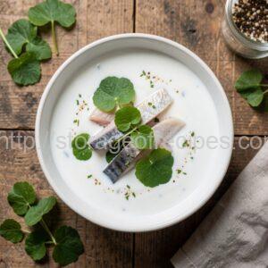 Cold Sorrel and Fish Soup on Yogurt