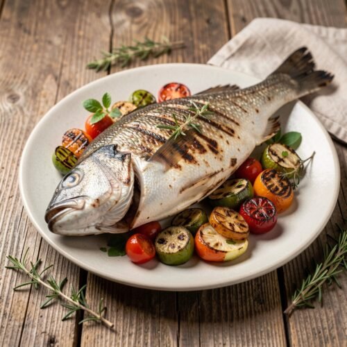 1479 Whole Roasted Fish with Grilled Vegetables