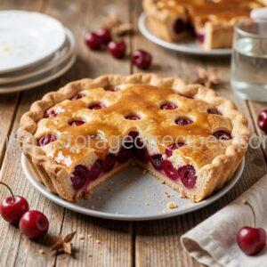 Open Cherry Pie under a Caramel Crust