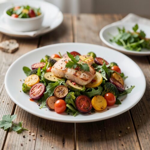 Seafood with Roasted Vegetables