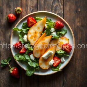 Caramelized Pear Salad with Goat Cheese and Strawberries