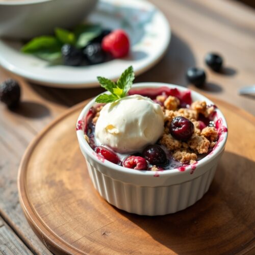 1938 Seasonal Berry Crumble with Ice Cream