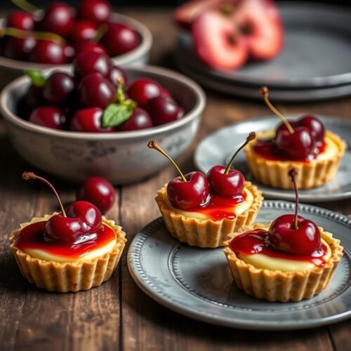 Cherry Tartlets with Minted Yogurt