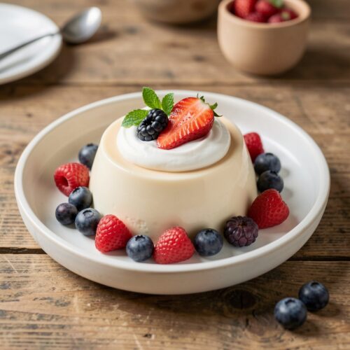 2001 Panna Cotta with Strawberry Yogurt and Fresh Berries