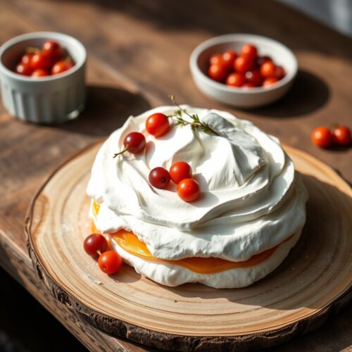 2120 Pavlova with Sea Buckthorn
