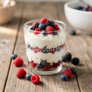 Cheese Mousse with Cookie Crumble and Berries