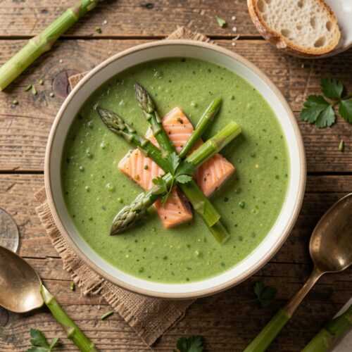 Chilled Green Pea Soup with Asparagus