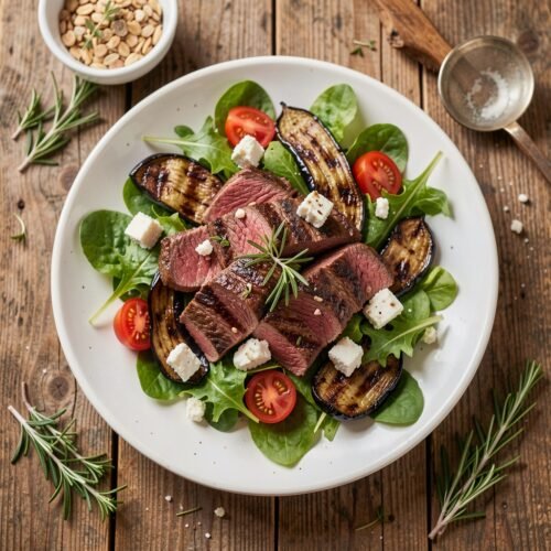 2755 Grilled Beef Salad with Roasted Eggplant and Red Onion