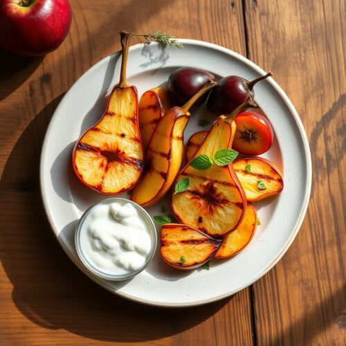 Grilled Seasonal Fruit with Yogurt Sauce