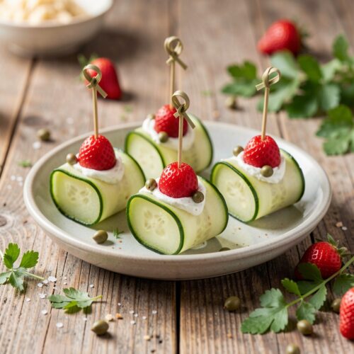 Brie, Cucumber, and Strawberry Rolls
