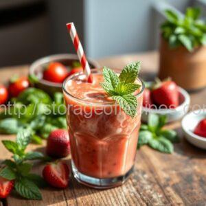 Ripe Tomato, Strawberry, and Mint Cocktail