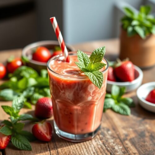 Ripe Tomato, Strawberry, and Mint Cocktail