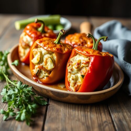 Baked Peppers and Zucchini with Cheese