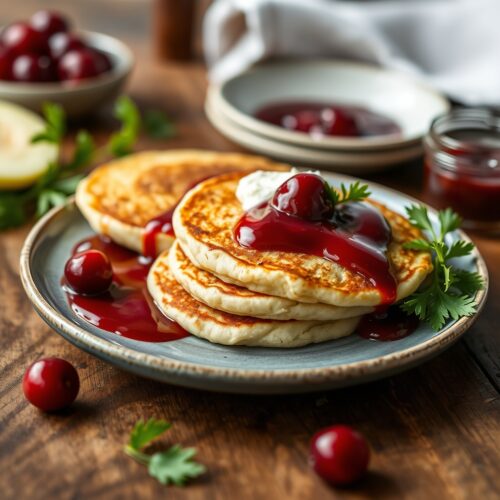 1286 Cottage Cheese Pancakes with Cherry Sauce