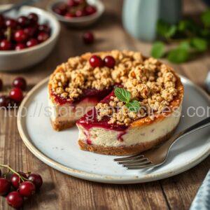 Red Currant Cheesecake with Shortbread Crumble
