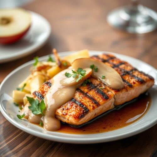 Salmon Steak with Apple Sauce