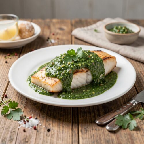Baked Cod with Salsa Verde