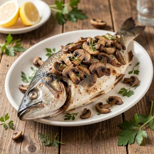 11468 Baked Fish with Mushroom Stuffing