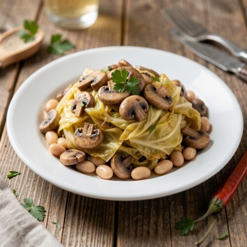 11969 Braised Cabbage with Mushrooms and Beans