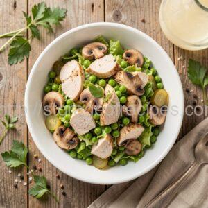 Chicken Breast Salad with Mushrooms and Peas