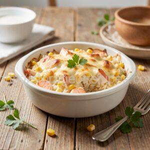 Baked Rice with Crab Meat and Vegetables