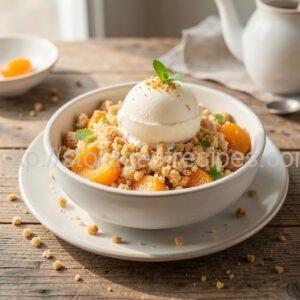 Apricots Under a Crisp Crumble with Ice Cream