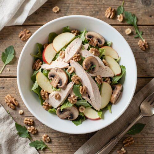 18248 Salad with Chicken Thighs, Mushrooms, and Apple