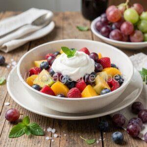 Fruit Salad with Sour Cream and Powdered Sugar