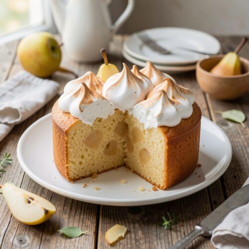 "White Nights" Cake with Fruit and Meringue