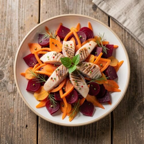 21507 Chamomile Salad with Fish and Vegetables