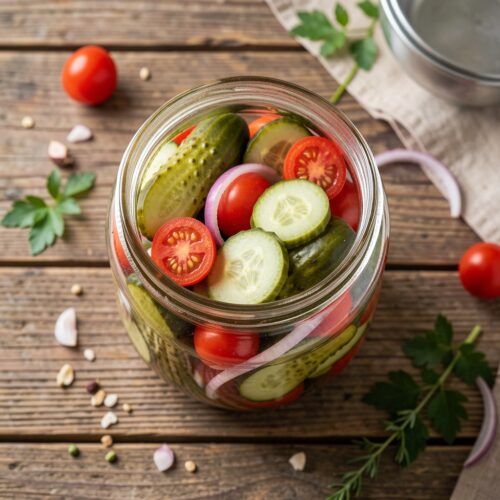 Layered Vegetable Medley in a Jar for Winter