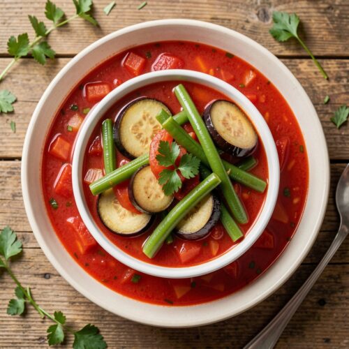 "Cathedral" Borscht with Eggplant and Green Beans