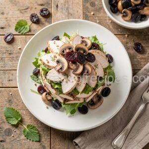 Mushroom Salad with Chicken and Prunes