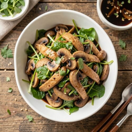 Chicken and Mushroom Salad with Soy Sauce