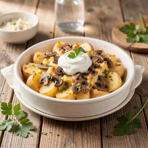 9696 Salt-Cured Mushrooms Baked with Potatoes in Sour Cream