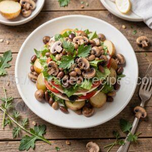 Layered Salad with Beans and Marinated Mushrooms