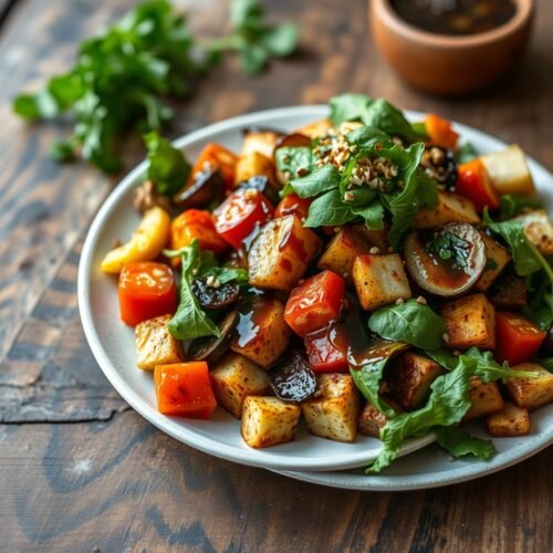 Roasted Vegetables with Honey-Balsamic Dressing