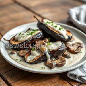 Baked Eggplant and Mushrooms in Sour Cream
