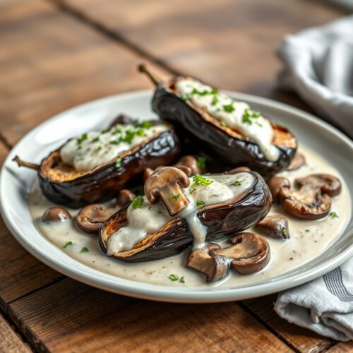 Baked Eggplant and Mushrooms in Sour Cream