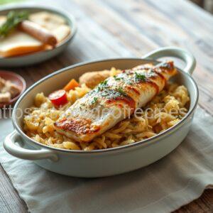 Baked Sauerkraut Solyanka with Canned Fish