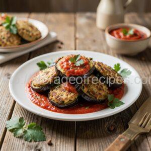 Eggplant Fritters with Tomato Sauce