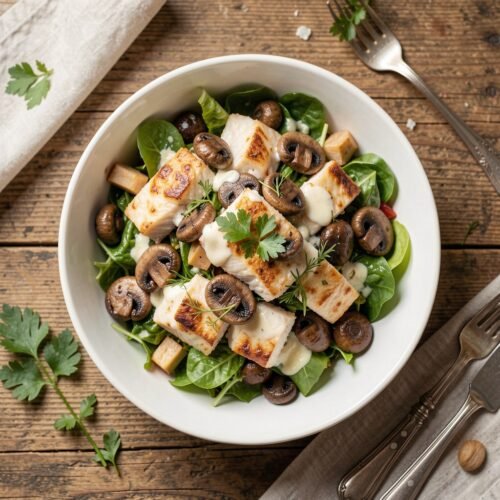 Warm Mushroom and Fish Salad