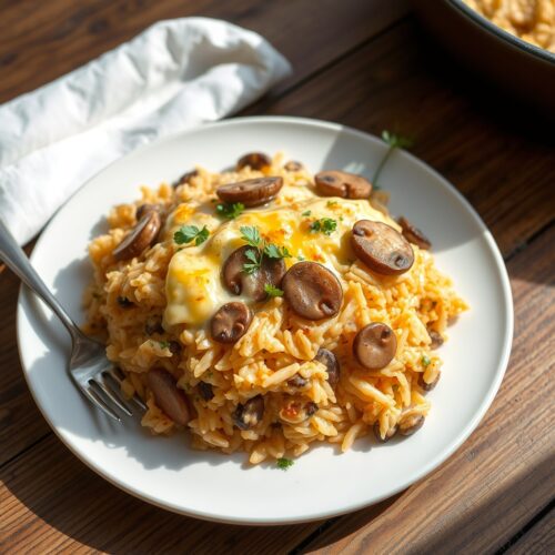 12514 Mushrooms with Rice and Cheese, Baked in the Oven