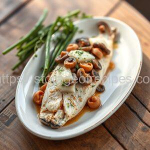Fish Baked with Mushrooms and Cheese