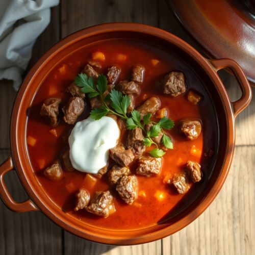 Borscht "Solyanochka" in Clay Pots