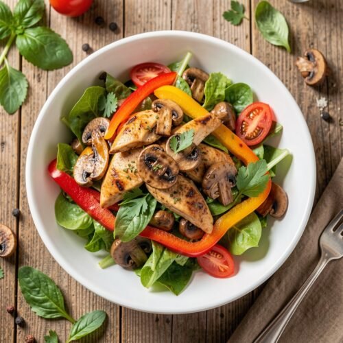 Mushroom Salad with Roasted Chicken