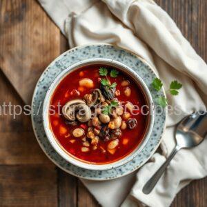 Borscht with Dried Mushrooms and Beans