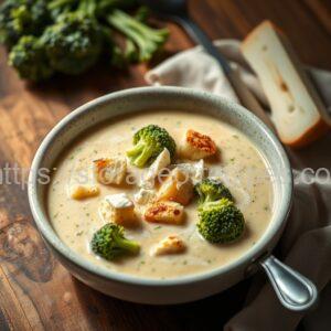 Broccoli Cream Soup with Croutons