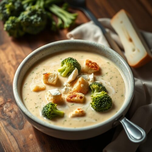 Broccoli Cream Soup with Croutons